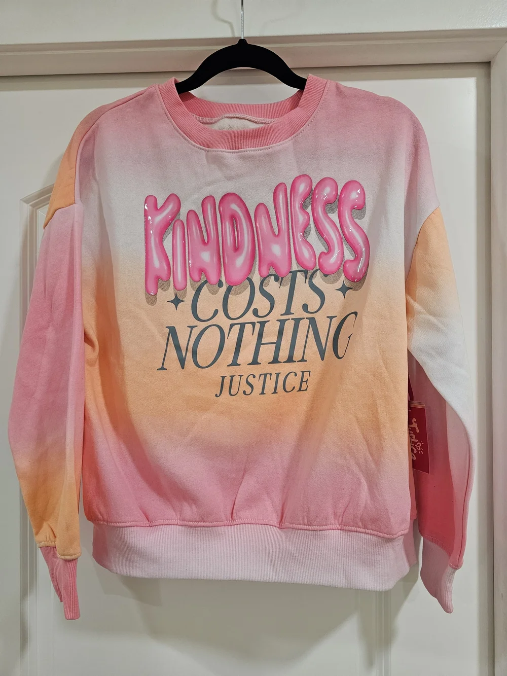 Justice Girls Ombre Fleece Crewneck Pullover Sweatshirt Kindness 12/14 L
